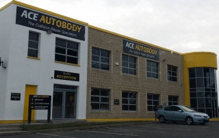 Some 100 watt Led flood lights fitted outside the new offices at Ace Autobody Limerick